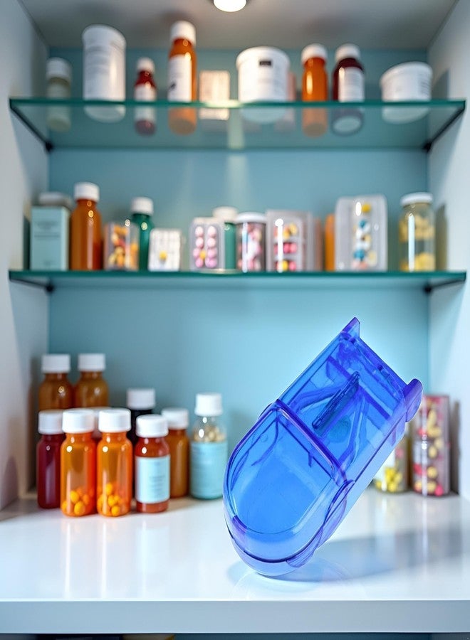 Sluswallow 1Pc Blue Pill Cutter,Pill Cutter and Splitter with Dispenser,Splitter with Dispenser, Cuts Pills, Vitamins, Tablets, Cutting Small or Large Pills Daily Medicine Organizer, Medication Aids - Image 3